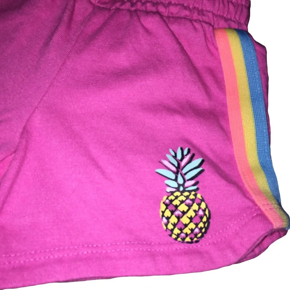 4/$20 Hot Pink Pineapple Rainbow Stripes Shorts Size XS 4-5 Soft Stretchy